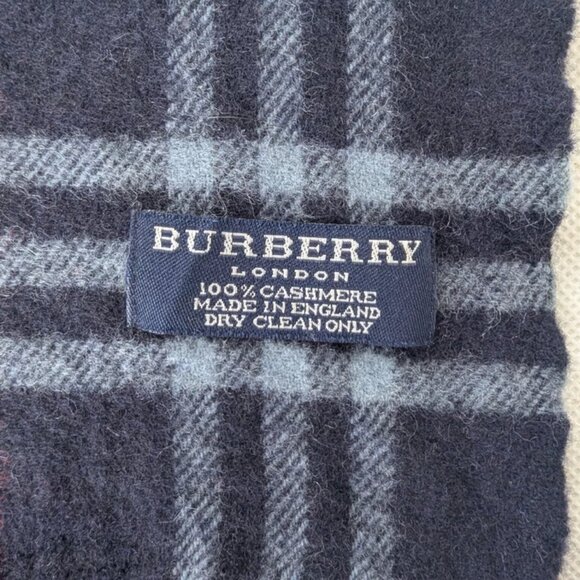 Burberry Unisex Check Cashmere Scarf Blue – Pre-Loved – Soft Warm Designer Wrap - Picture 2 of 7
